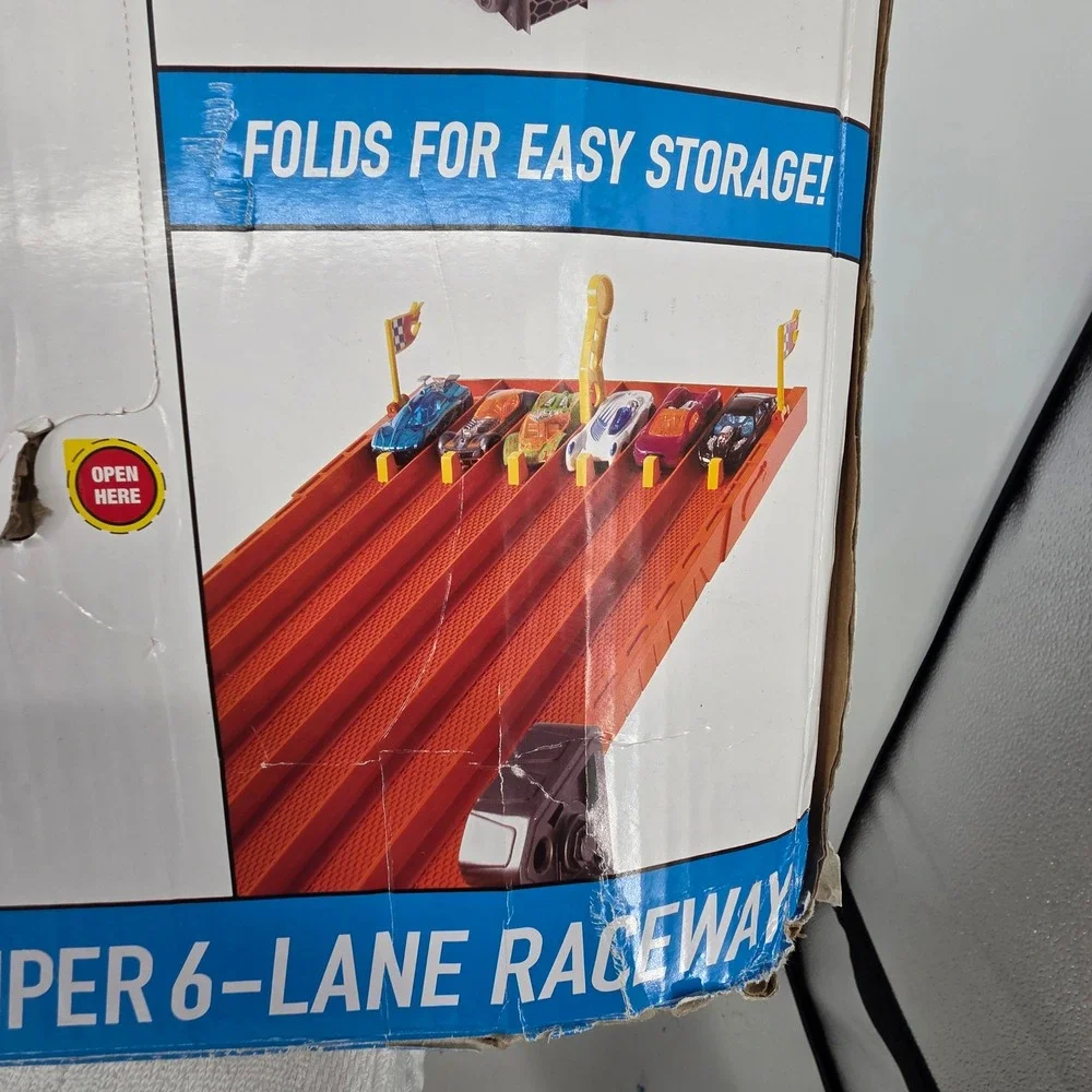 Hot Wheels Super 6-Lane Raceway Track Set 8 Feet Long Lights and Sounds TESTED